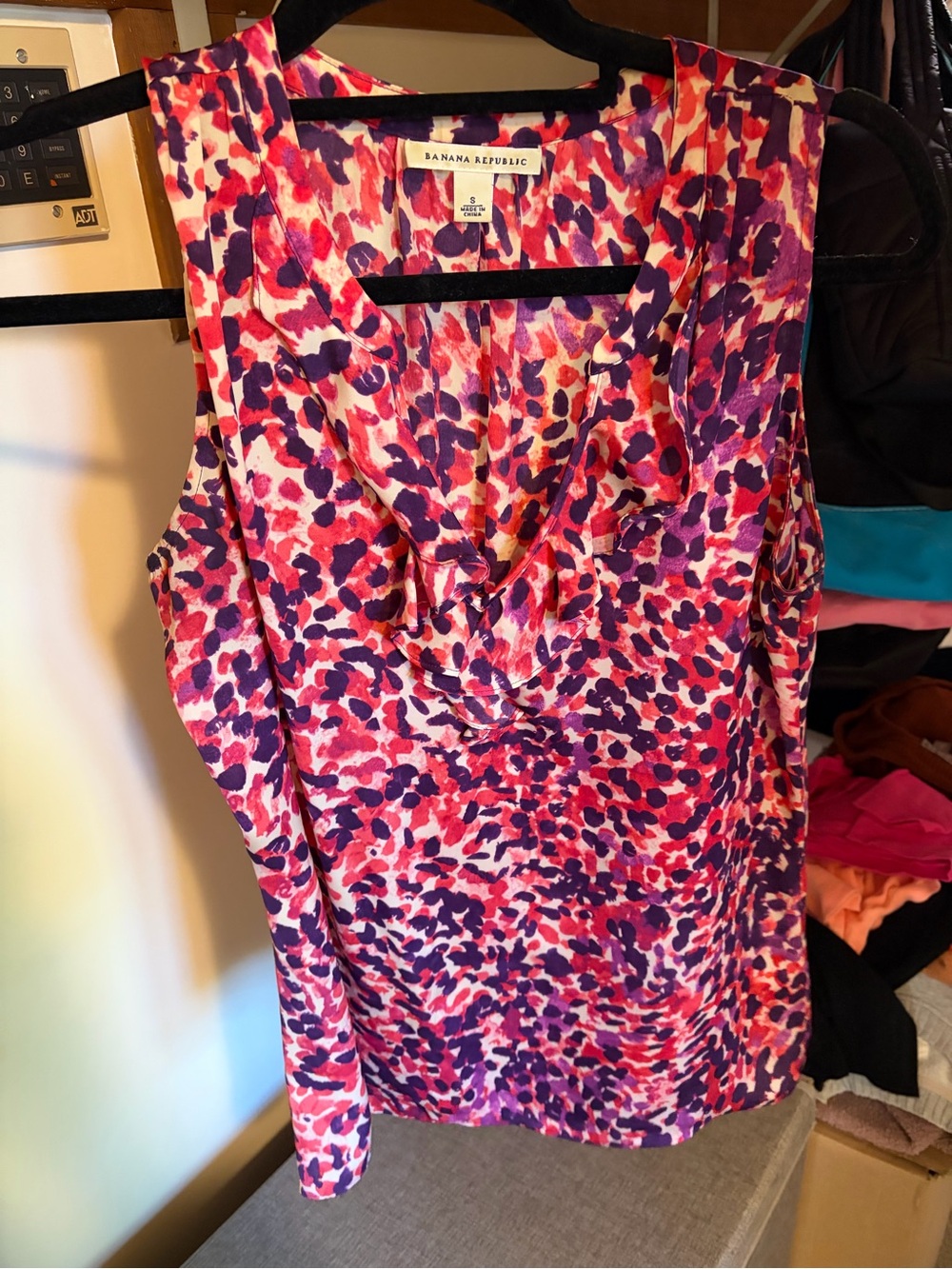Banana Republic Red & Purple Printed Sleeveless Blouse